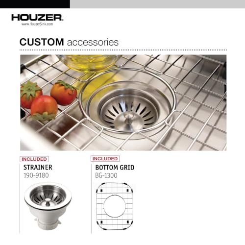 Houzer Club Stainless Steel Kitchen Bar & Prep Sink: 13 Inch Undermount Small Sink with Strainer & Bottom Grid, Durable & Versatile, Essential for Home & Apartment: CS-1307-C - Image 2