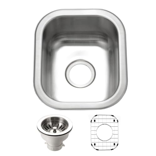 Houzer Club Stainless Steel Kitchen Bar & Prep Sink: 13 Inch Undermount Small Sink with Strainer & Bottom Grid, Durable & Versatile, Essential for Home & Apartment: CS-1307-C - Image 1