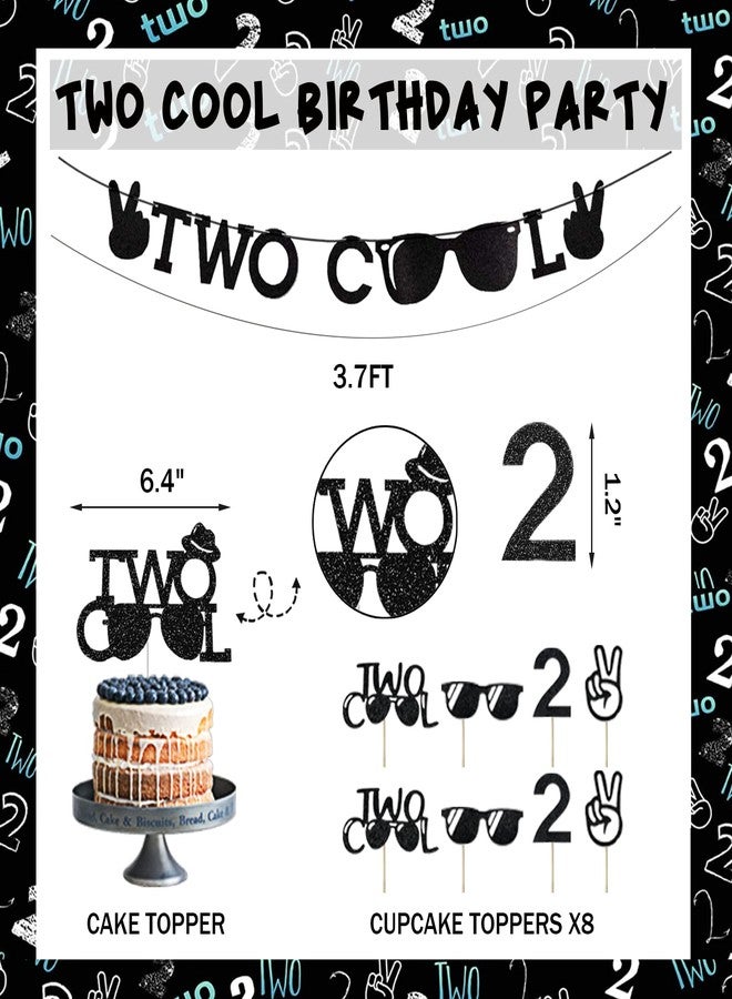 Hombae 109 PCs Two Cool Birthday Party Decorations, Hombae Blue and Black 2nd Birthday Decorations For Boys Backdrop Balloon Garland Arch Banner Cake Cupcake Topper Crown Poster Blue Black - Image 3