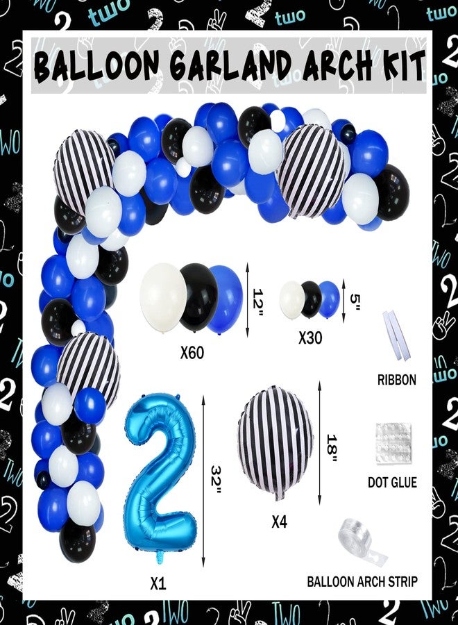 Hombae 109 PCs Two Cool Birthday Party Decorations, Hombae Blue and Black 2nd Birthday Decorations For Boys Backdrop Balloon Garland Arch Banner Cake Cupcake Topper Crown Poster Blue Black - Image 4