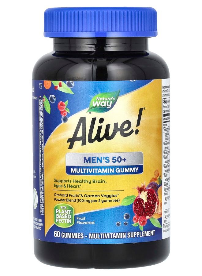 Nature's Alive! Men's 50+ Multivitamin Gummy Fruit Flavors 60 Gummies 
