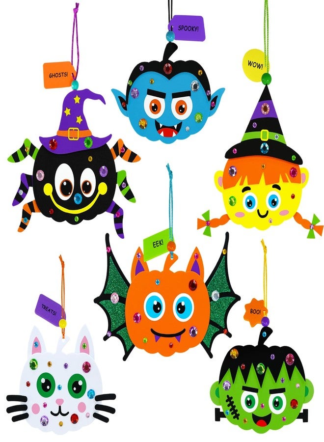 Winlyn 24 Sets Halloween Craft Kits - Fall Autumn Kids DIY Spider Bat Witch Pumpkin Foam Stickers - Arts and Crafts for Kids Classroom Activities Art Project Party Favors - Image 2