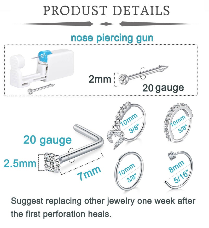QWALIT Nose Ring Piercing Kit - Self Piercing at Home Kit with Disposable Nose Ring Gun - Image 2