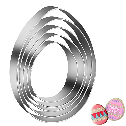 Tmflexe Easter Cookie Cutters Egg Biscuit for Kids DIY Lunchbox Bento Box Fruit Vegetable Sandwich Cutters for Children Boys Girls, Pack of 5 - Image 1