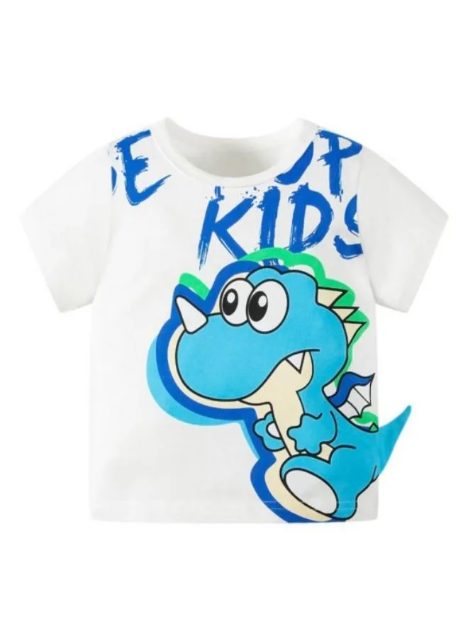 YUNIQEE White Printed Short Sleeve Crew Neck T-Shirt