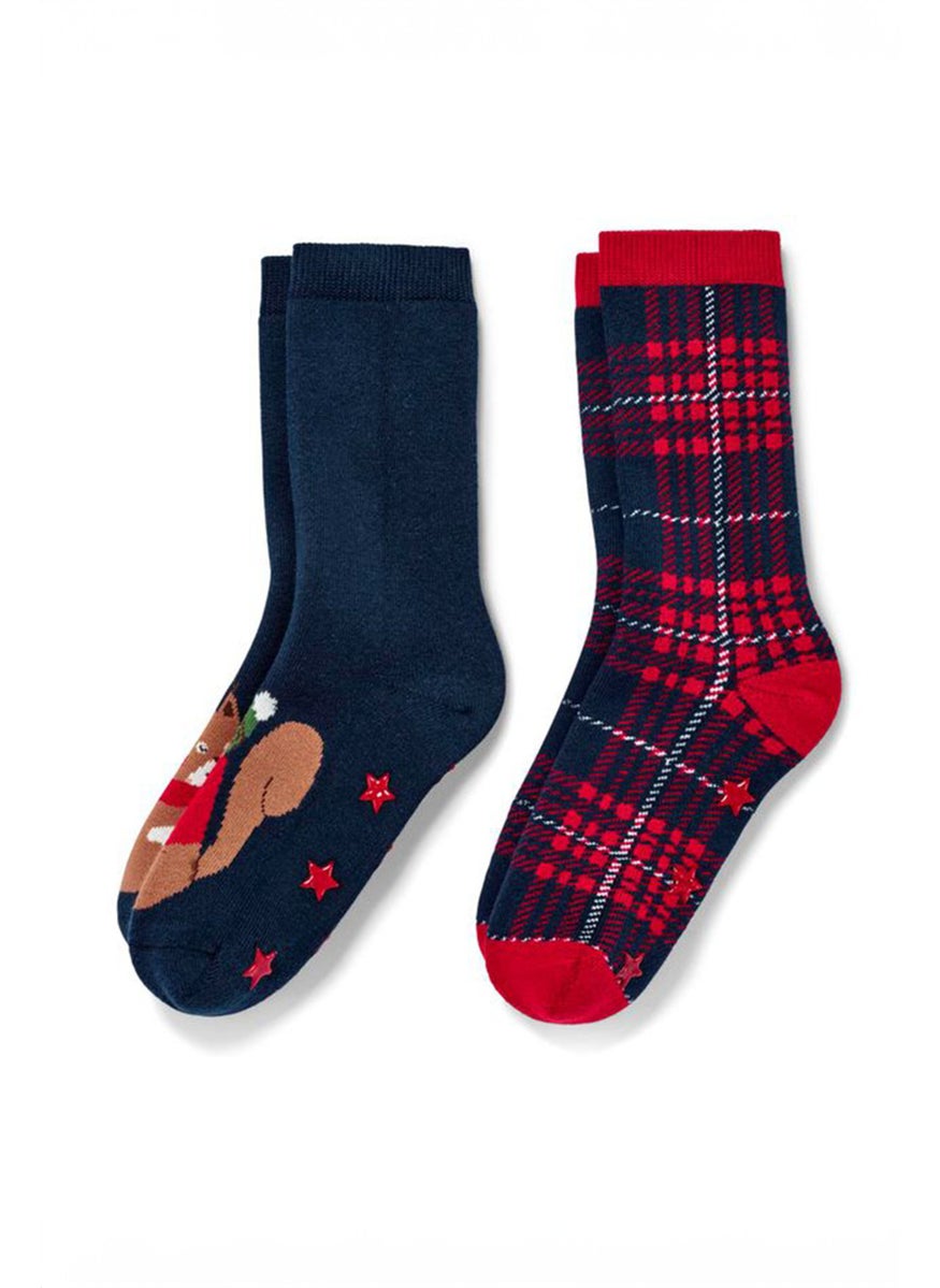Tchibo Toddlers Boy 2 Pairs Anti Slip Socks, Navy  - Image 2