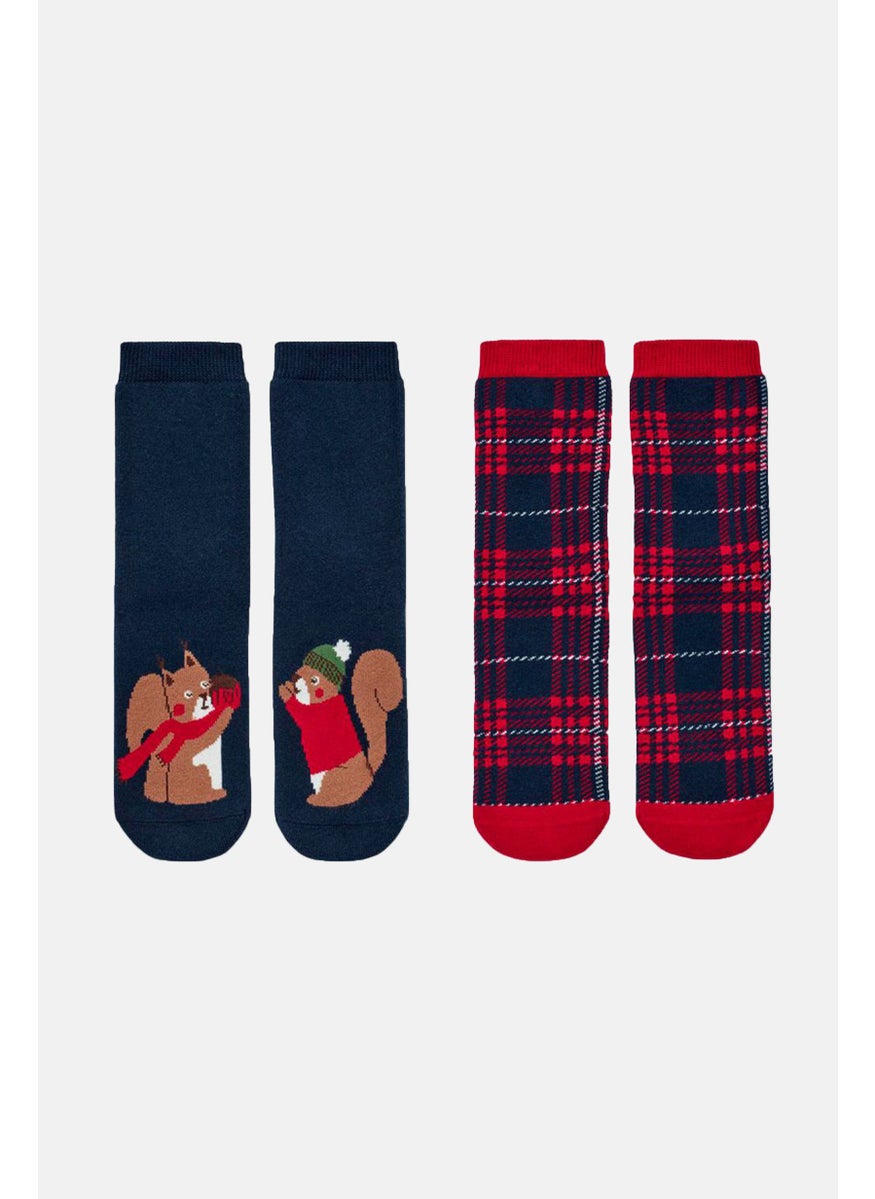 Tchibo Toddlers Boy 2 Pairs Anti Slip Socks, Navy  - Image 1