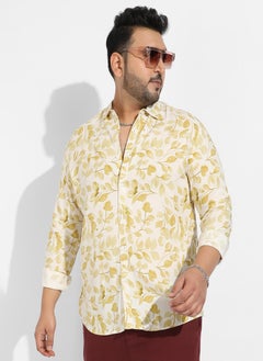 Instafab Plus Instafab Plus Men's Artistic Foliage Print Button Up Shirt  - Image 1