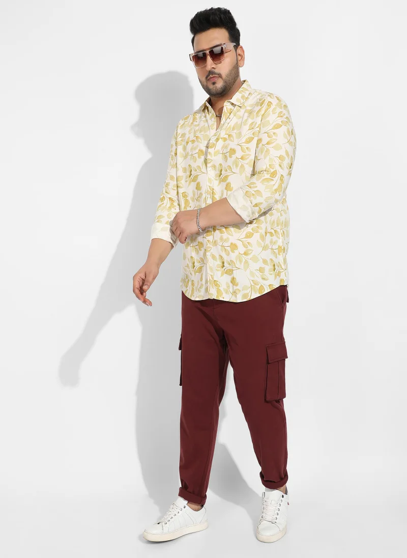 Instafab Plus Instafab Plus Men's Artistic Foliage Print Button Up Shirt