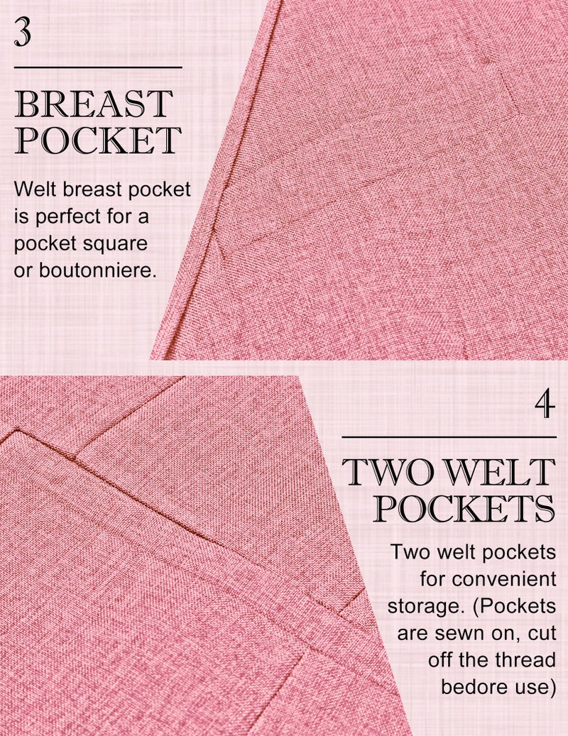 COOFANDY Mens's Blazer Casual Two Buttons Sport Coats Modern Lightweight Suit Jacket with Pockets Lotus Pink - Image 4