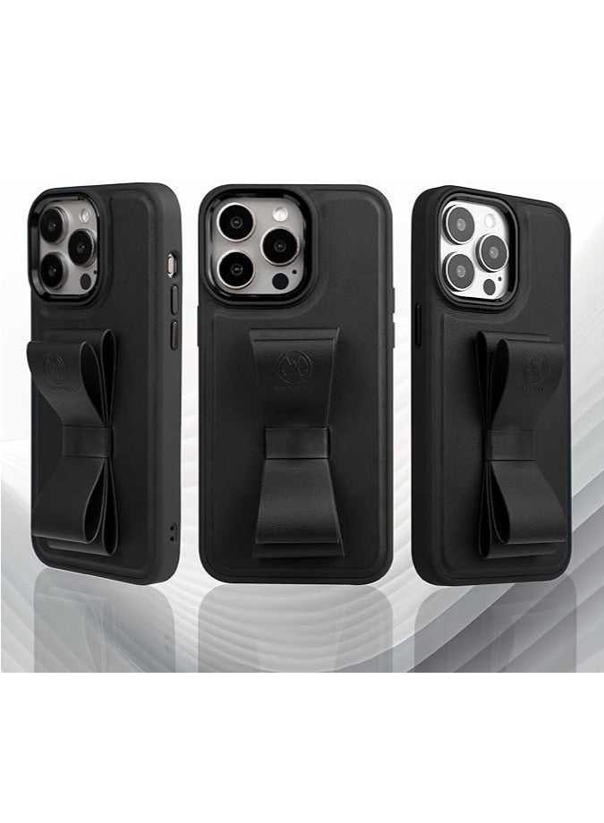 Maxwell Electronics Maxwell Ribbon Grip Flexible Case Compatible with iPhone 15 Pro - Drop-Proof, Full Protection with Metallic Camera Lens Protection, Built-In Viewing Stand (Black) - Image 5