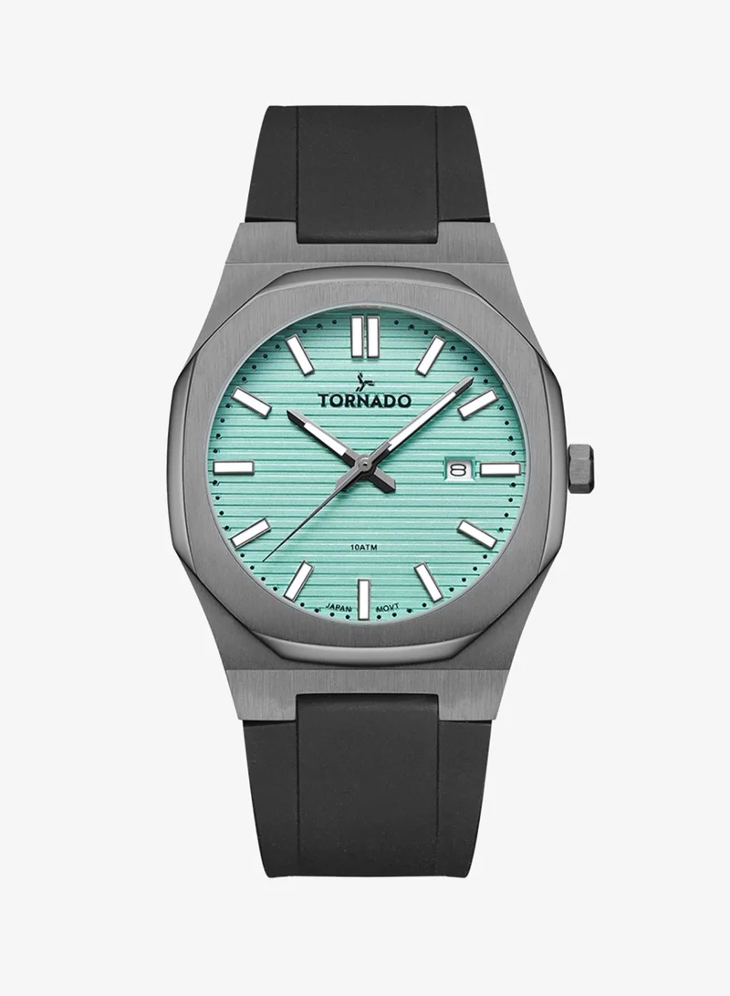 TORNADO Men's High Quality Flexible And Durable Silicone 3H with date Display Watch T22002-XSBL - 40mm mm
