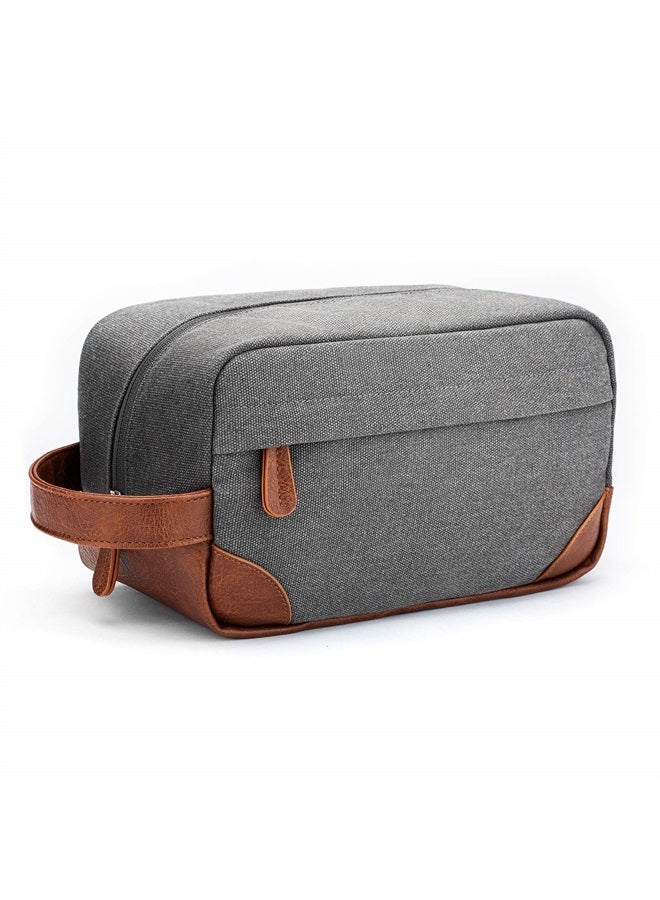 Vorspack Toiletry Bag Hanging Dopp Kit for Men Water Resistant Canvas Shaving Bag with Large Capacity for Travel - Light Grey - Image 1