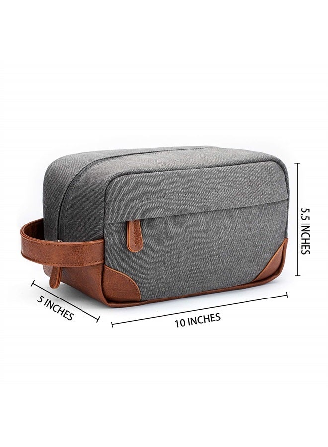 Vorspack Toiletry Bag Hanging Dopp Kit for Men Water Resistant Canvas Shaving Bag with Large Capacity for Travel - Light Grey - Image 2
