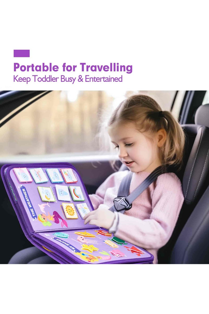 Aideli Montessori Busy Board for Toddlers – 8 in 1 Sensory Learning Toy with Life Skills, Alphabet, Numbers, Shapes, Colors, Animals & Weather – Educational Travel Toy Gift for Girls & Boys - Image 5