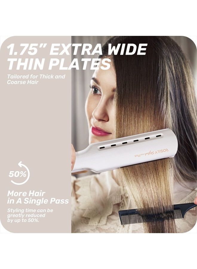 ROSILY Professional Wide Flat Iron | 1.75 Inch Large Titanium Hair Straightener, Super Smooth Glide No Hair Pinches, Adjustable Temperature Suitable for All Hair Type, Instant Heat Up, Dual Voltage - Image 3