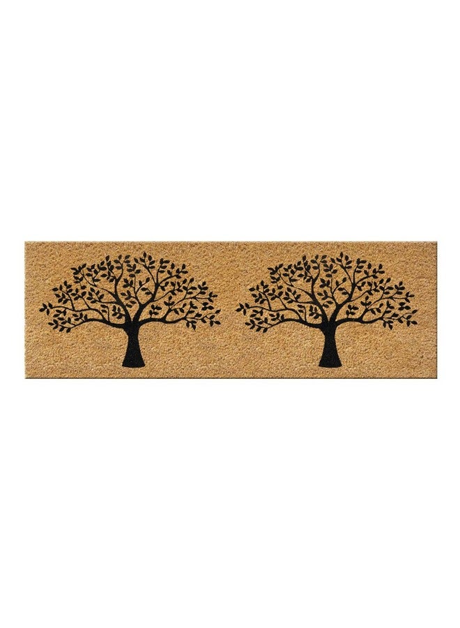 ATMAH Double Tree Coir Door Mat - Size 120Cm X 40Cm, Brown, Black, Rectangular - Image 1