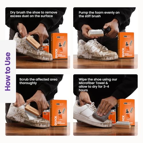SNEAKARE Quick Shoe Cleaning Kit | Contains 150ml Foam Shoe Cleaner & 1 Stiff Shoes Brush | Sneaker Cleaning Kit | Suitable for Sneakers, Nubuck, Leather, Suede & Sport Shoes - Image 5