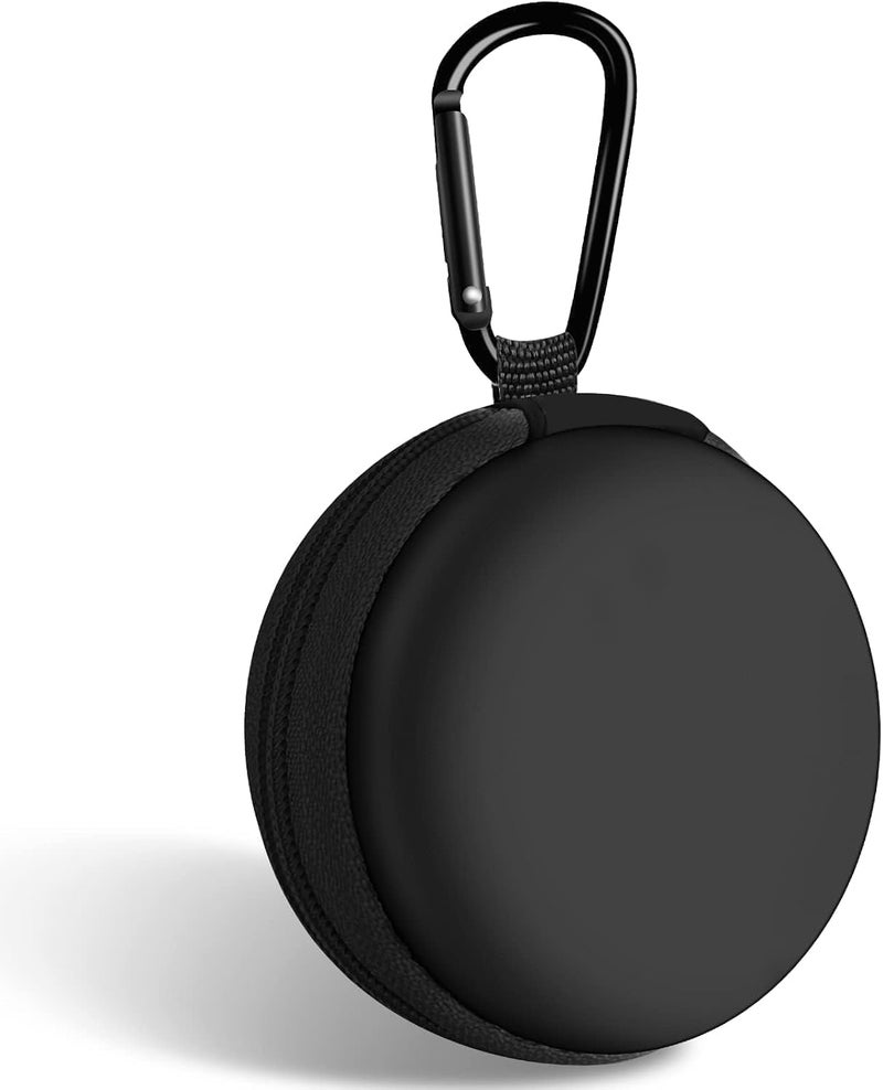 Round Earbud Case Portable EVA Carrying Case Storage Bag Cell Phone Accessories Organizer with Carabiner for Earphone, Earbud, Earpieces, SD Memory Card, Camera Chips,Black - Image 2
