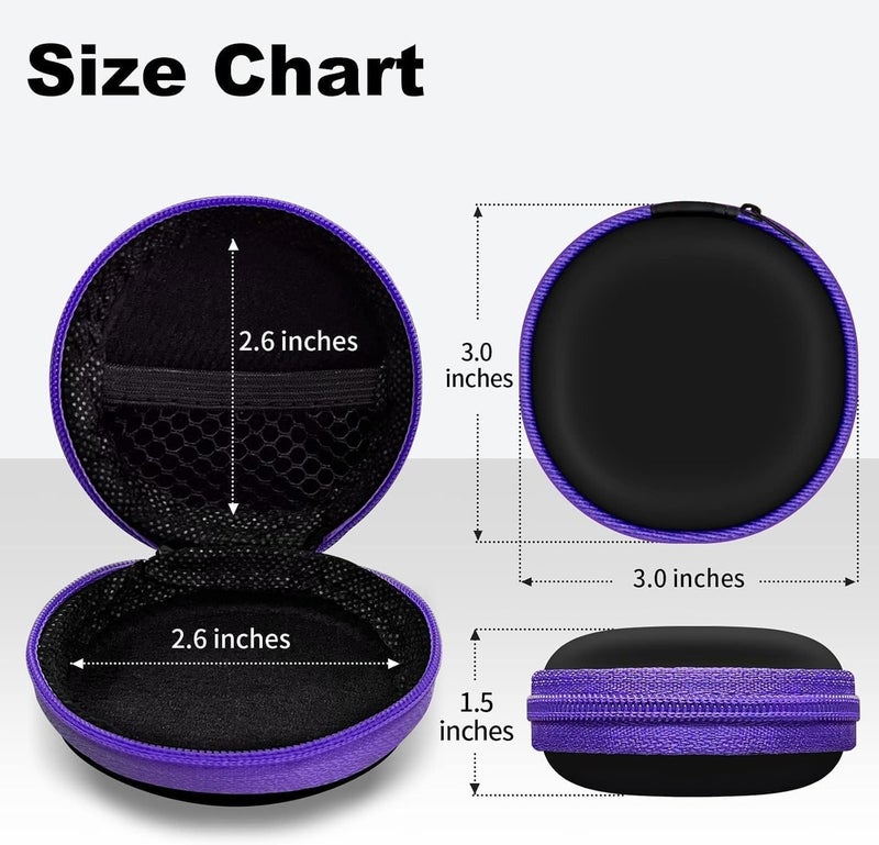 Round Earbud Case Portable EVA Carrying Case Storage Bag Cell Phone Accessories Organizer with Carabiner for Earphone, Earbud, Earpieces, SD Memory Card, Camera Chips,Black - Image 5