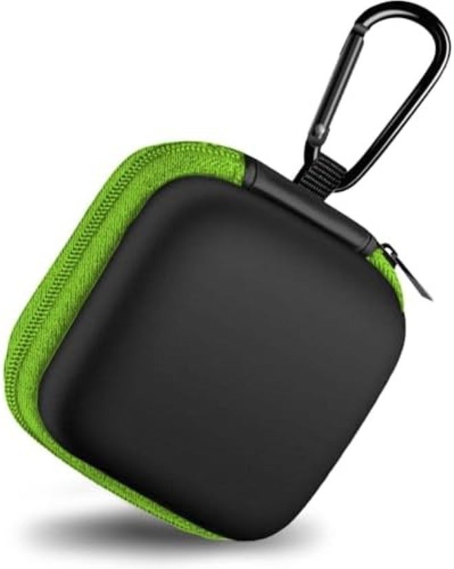 Round Earbud Case Portable EVA Carrying Case Storage Bag Cell Phone Accessories Organizer with Carabiner for Earphone, Earbud, Earpieces, SD Memory Card, Camera Chips,Black - Image 1