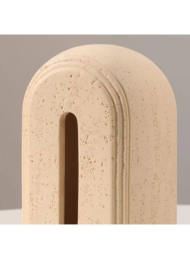 غطاء صندوق المناديل من الراتنج الأبيض بتشطيب ملمس وغطاء علوي مفتوح لديكور الحمام وغرفة النوم والمكتب - Image 4