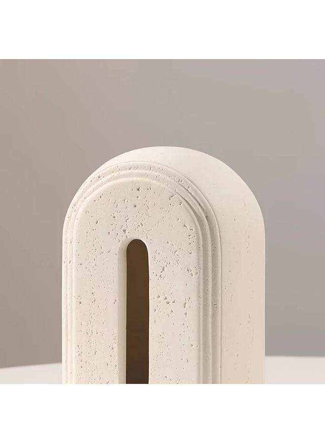 غطاء صندوق المناديل من الراتنج الأبيض بتشطيب ملمس وغطاء علوي مفتوح لديكور الحمام وغرفة النوم والمكتب - Image 2