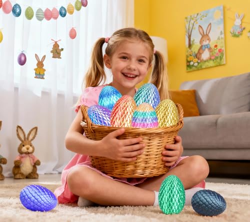 Olee Odee Large Dragon Eggs with Dragon Inside 3D Printed Surprise Funny Gifts for Kids Articulated Dragon Fidget Toys for Adults Executive Desk Toys Office Room Dcor Sky Blue Ombre - Image 5