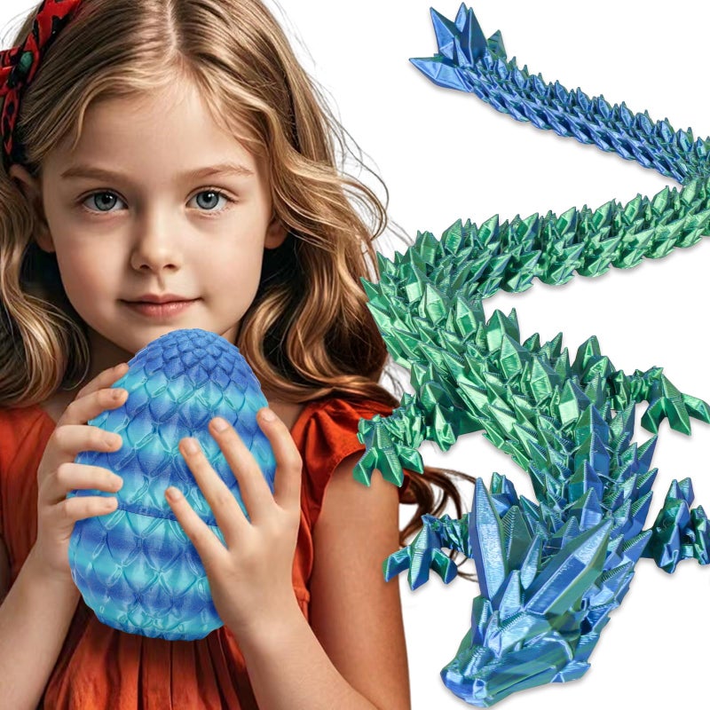 Olee Odee Large Dragon Eggs with Dragon Inside 3D Printed Surprise Funny Gifts for Kids Articulated Dragon Fidget Toys for Adults Executive Desk Toys Office Room Dcor Sky Blue Ombre - Image 3