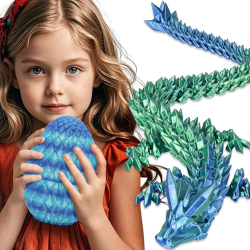 Olee Odee Large Dragon Eggs with Dragon Inside 3D Printed Surprise Funny Gifts for Kids Articulated Dragon Fidget Toys for Adults Executive Desk Toys Office Room Dcor Sky Blue Ombre - Image 1