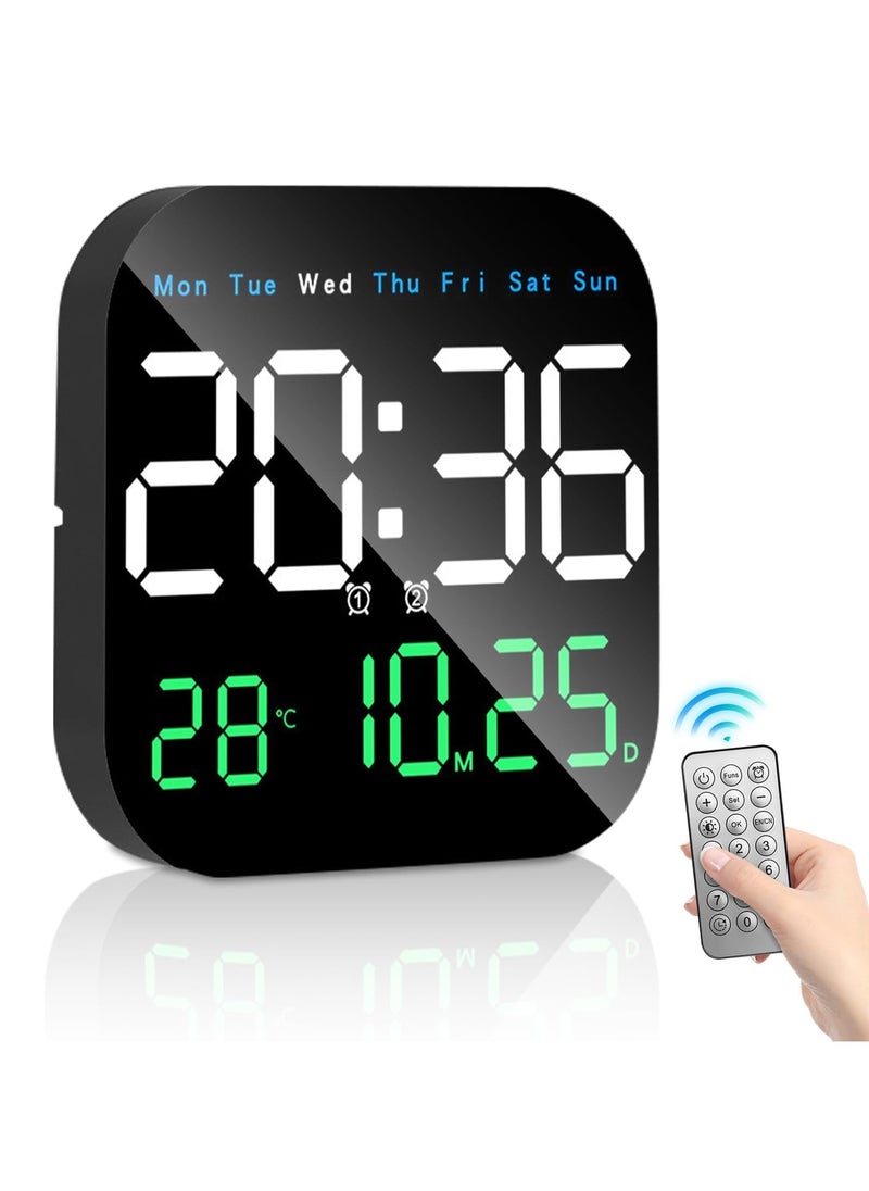 Necomi Digital Wall Clock, LED Digital Clock with Remote Control, Week/Date/Temperature in 3 Colors, Standing & Hanging  - Image 1