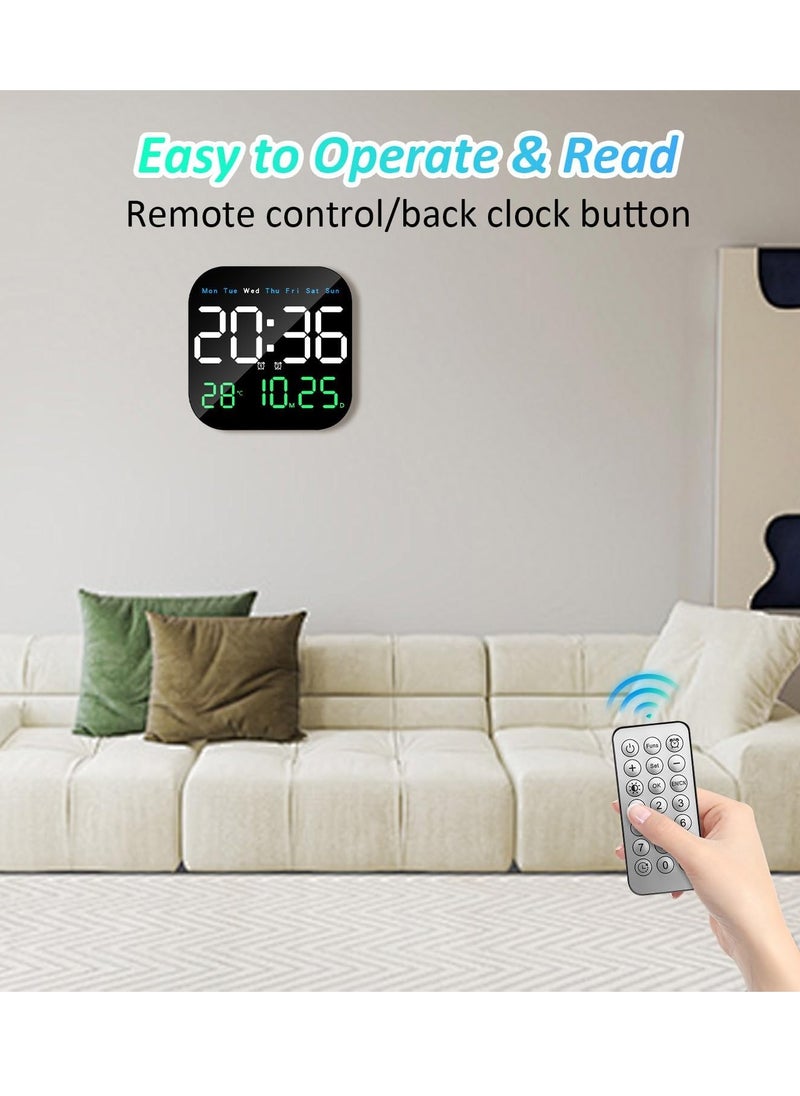 Necomi - Digital Wall Clock, LED Digital Clock with Remote Control, Week/Date/Temperature in 3 Colors, Standing & Hanging - Image 1
