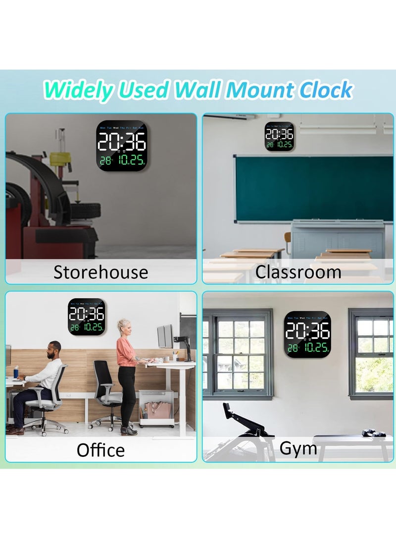 Necomi Digital Wall Clock, LED Digital Clock with Remote Control, Week/Date/Temperature in 3 Colors, Standing & Hanging  - Image 5