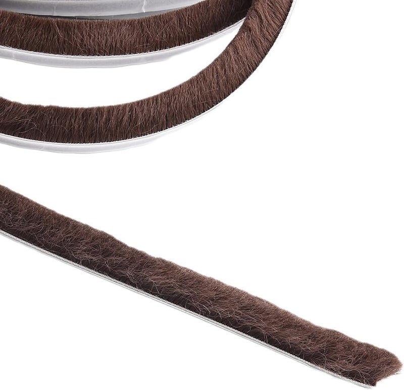 Brown 10m Draught Excluder Brush Seal Tape Weather Strip For Door Window Windproof Dustproof Sound Insulation - Image 1