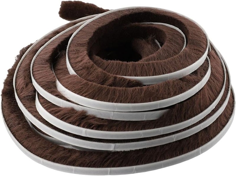 Brown 10m Draught Excluder Brush Seal Tape Weather Strip For Door Window Windproof Dustproof Sound Insulation - Image 3