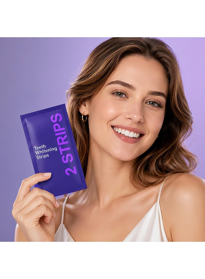 Feimuko Dent Teeth Whitening Strips, Purple Teeth Whitening Strips for Sensitive Teeth, Purple Whitening Strips for Surface Stains, Enamel Safe, Low Sensitivity, Portable Non-Slip Dry Strips, 14 Count - Image 5