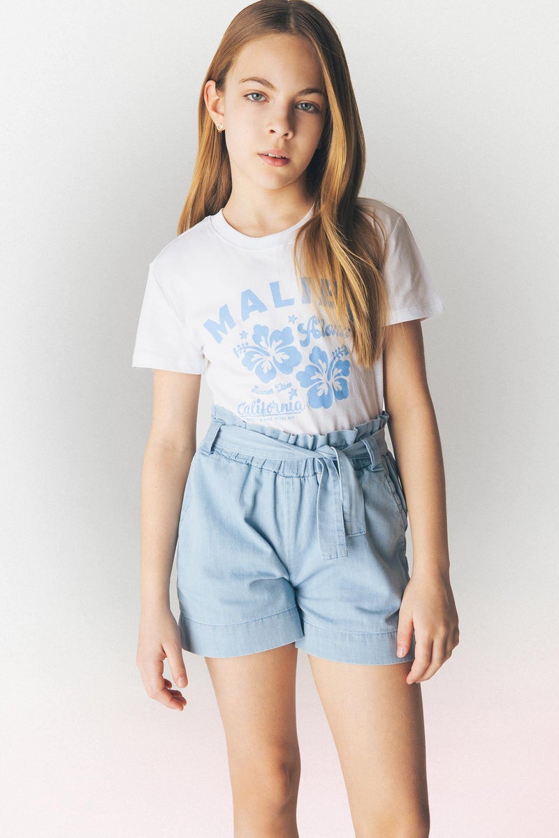 DeFacto Blue Girl Girl Denim Shorts Casual - Image 2