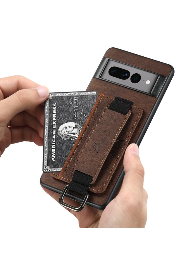 Suteni Case For Google Pixel 7 Pro H13 Litchi Leather Wrist Strap Wallet Back Phone Case - Image 4