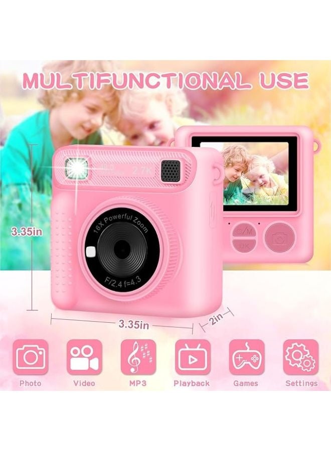 Instant Print Camera for Kids,Instant Camera for Girls Boys,Kids Camera Toys for Toddler 1080P HD Selfie Digital Camera with Print Paper & 32G Card,Birthday Gifts for Girls Age 3-12 Years Old - Image 2