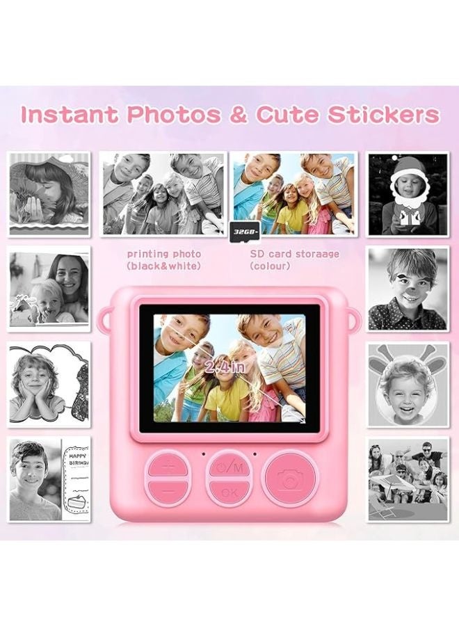 Instant Print Camera for Kids,Instant Camera for Girls Boys,Kids Camera Toys for Toddler 1080P HD Selfie Digital Camera with Print Paper & 32G Card,Birthday Gifts for Girls Age 3-12 Years Old - Image 3