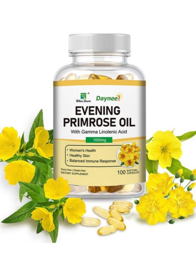 وينز تاون كبسولات زيت زهرة الربيع المسائية من دايني لزيادة مرونة الجلد، وتحقيق بشرة فاتحة وناعمة وسلسة. تساعد الخصائص المضادة للشيخوخة والأكسدة على تقليل التجاعيد وتجديد البشرة. 100 قرص. - Image 1