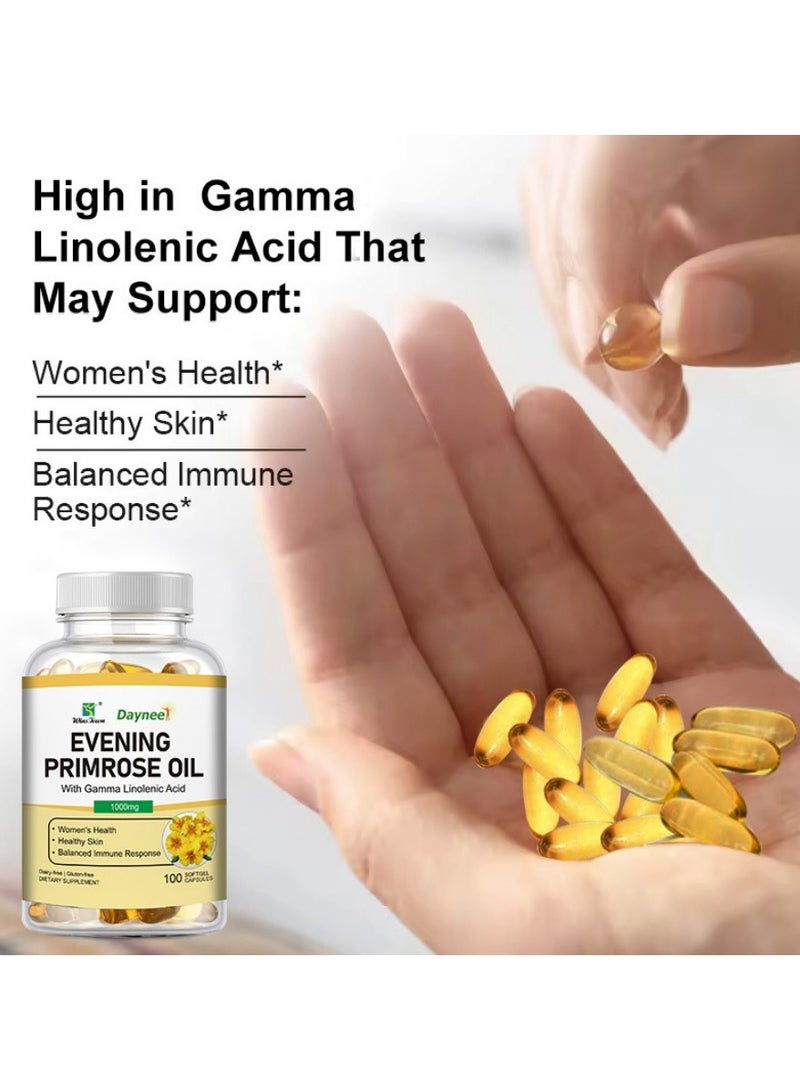 وينز تاون كبسولات زيت زهرة الربيع المسائية من دايني لزيادة مرونة الجلد، وتحقيق بشرة فاتحة وناعمة وسلسة. تساعد الخصائص المضادة للشيخوخة والأكسدة على تقليل التجاعيد وتجديد البشرة. 100 قرص. - Image 4