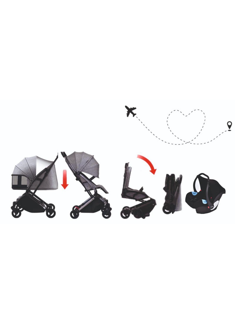 Pikkaboo - Pikkaboo Youbi Toddler German Travel System with New Born Attachment - Grey - Image 1