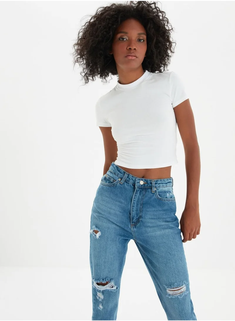 trendyol Ripped High Waist Mom Jeans