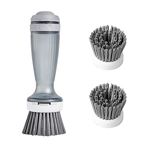 CQT Dish Brush with Soap Dispenser for Dishes, Kitchen Sink, Pot, Pan Scrubbing, 1 Brush 2 Refills - Image 1