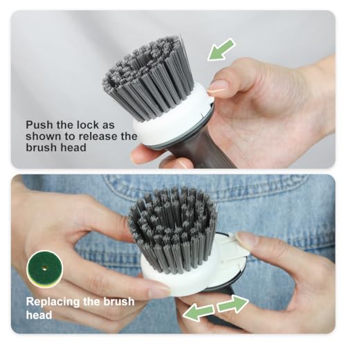 CQT Dish Brush with Soap Dispenser for Dishes, Kitchen Sink, Pot, Pan Scrubbing, 1 Brush 2 Refills - Image 3