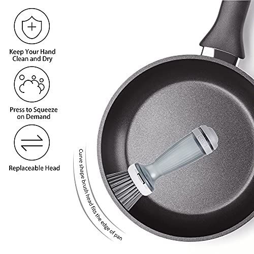 CQT Dish Brush with Soap Dispenser for Dishes, Kitchen Sink, Pot, Pan Scrubbing, 1 Brush 2 Refills - Image 5