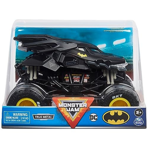 Monster Jam Official Batman Monster Truck Retro Batmobile Collector 124 Scale DieCast Vehicle Chrome Rims and BKT Tread Tires for Use in All Playsets Collectible for Fans Birthday Parties - Image 1