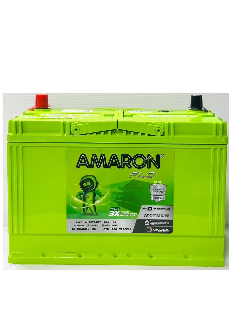 Amaron - Car Battery 12V 80AH 105D31L L-Layout - Image 1