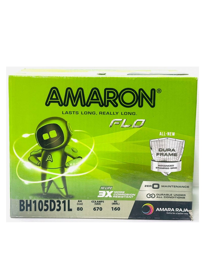 Amaron - Car Battery 12V 80AH 105D31L L-Layout - Image 1